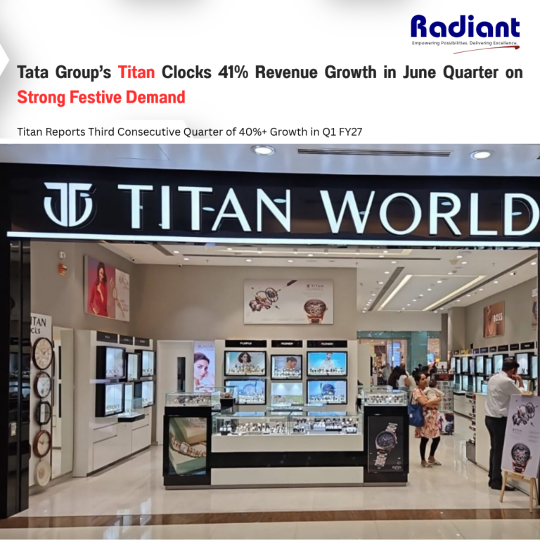 Titan Company Ltd reports a massive 41% revenue growth in Q1 FY27, driven by strong sales during Akshaya Tritiya across its jewellery, watches, and eyewear segments.